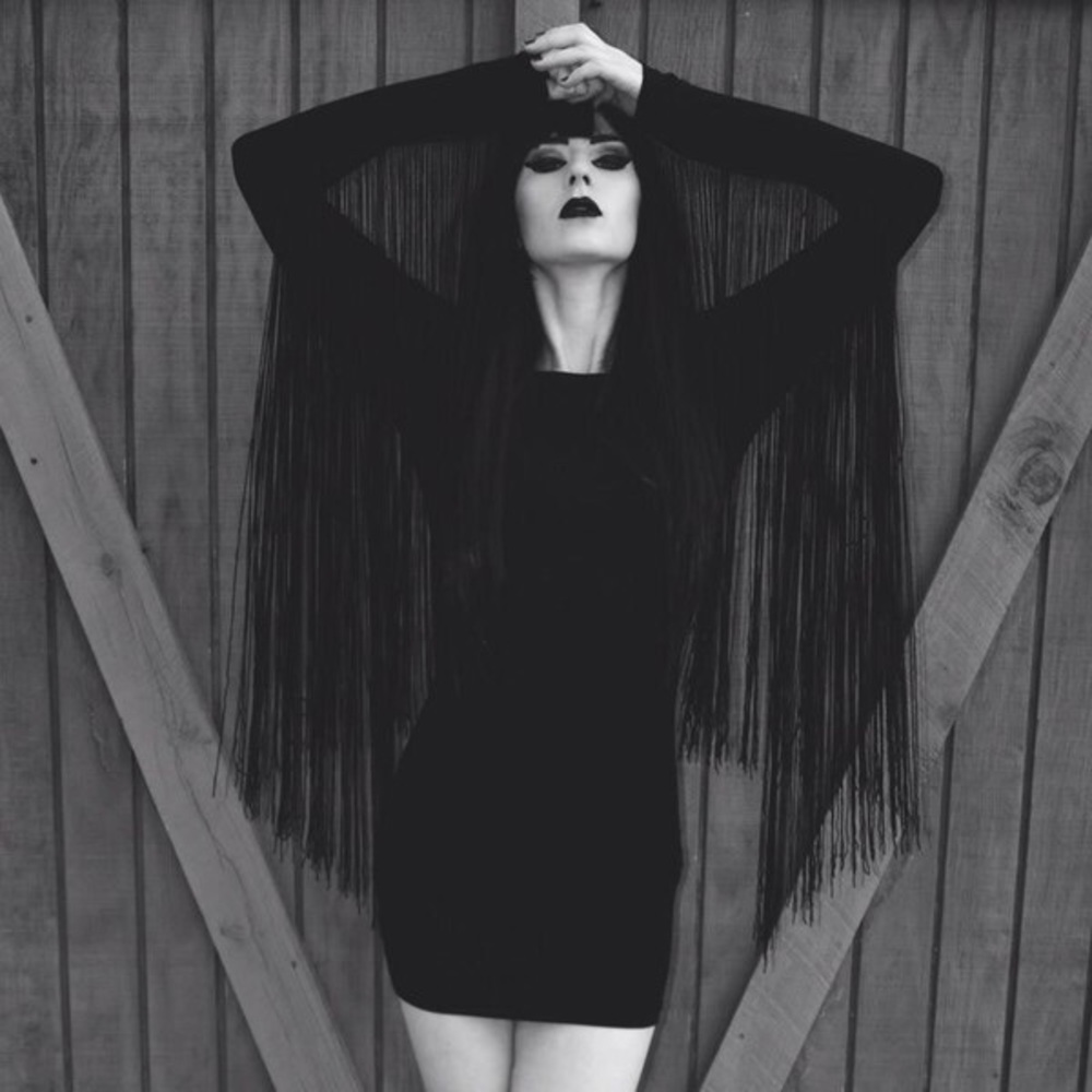 Killstar Black Fringe Dress XS goth witch